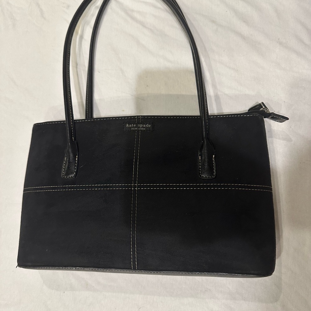 Vintage Kate Spade Black Suede 90’s Y2K Shoulder Bag some damaged to handle - Picture 2 of 16